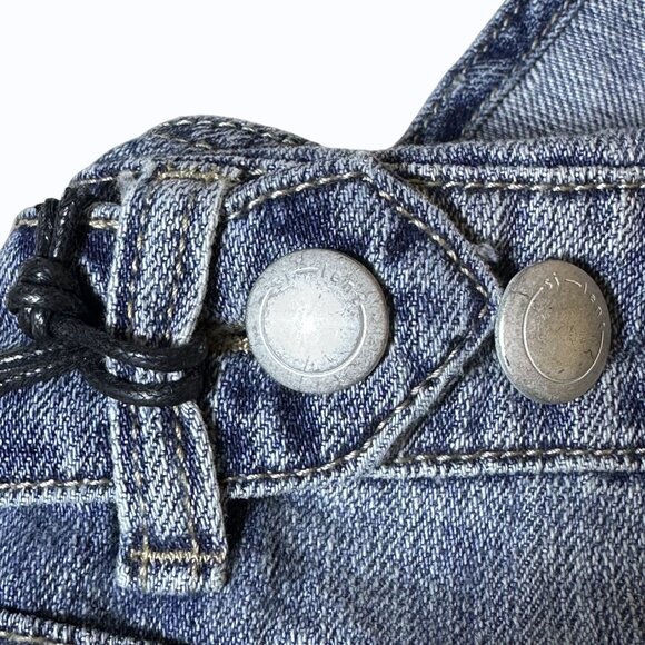 Silent New‎ York Denim Overall Shorts Distressed Med Wash Size 27 Boho Festival - Picture 11 of 15